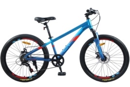 Велосипед 24" LTBIKE BULLET, алюминий, рама 12", 7-ск, диск, синий/голубой А24017