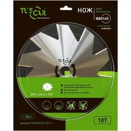 Нож для мотокосы TUSCAR ВВ0165, Professional, 255х25,4х1,4х10T, Shuriken