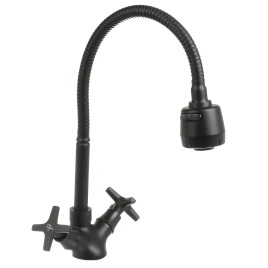 Aqwin Смеситель для кухни А58351-6 с кран-буксой, гибкий излив, черный