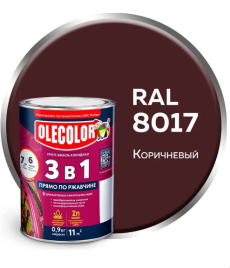 Олеколор Эмаль акриловая универсальная полуглянцевая Коричневый 8017 0,9кг