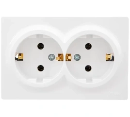 Lezard Розетка o/у 2-х мест. с/з закрытый корпус белый  LETO 752-0200-127В