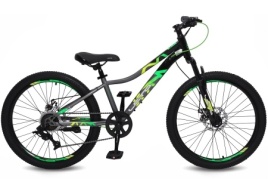 Велосипед 24" LETO ALMA, сталь, рама 12", 7-ск, серый/черный С24019