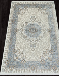 Ковер SAHARA 1,0*2,0 прямой 06066A L.Blue FDY/Crem HB Турция