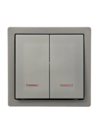 Lezard Выключатель о/у 2-х кл платина с подсветкой LETO 752-3500-112