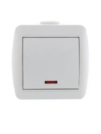 (!) Lezard Выключатель о/у 1кл с подсветкой белый Ната 710-0200-111