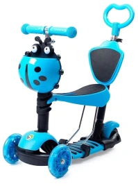 Самокат 3-х кол. "Rider Neon" 120/90, свет, голубой, 1/6 SR1NB