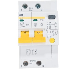 Диф.автомат АД12 2Р 16А 30мА ИЭК
