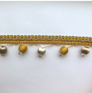 Бахрома Ajur бусины золото/беж. В4-46-04(25m) фото 1