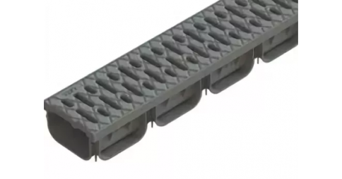 Лоток водоотводный S.park ЛВ-10.14.07-ПП пластиковый серый с решеткой пластиковой кл.А 08818-С фото 1