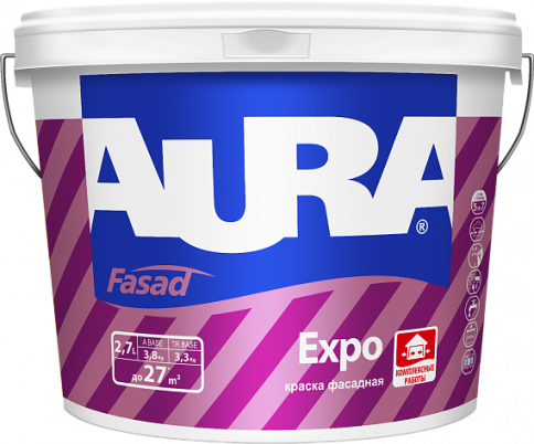 Акриловая матовая краска для фасадов "AURA EXPO 2.7л", тонируется по ESKAROCOLOR фото 1