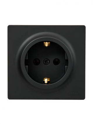 Lezard Розетка о/у 1гн. с/з черный бархат LETO 752-4200-122В фото 1