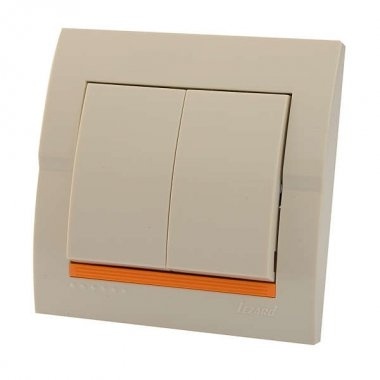 Lezard Выключатель с/у 2кл крем DERIY 702-0303-101 фото 1