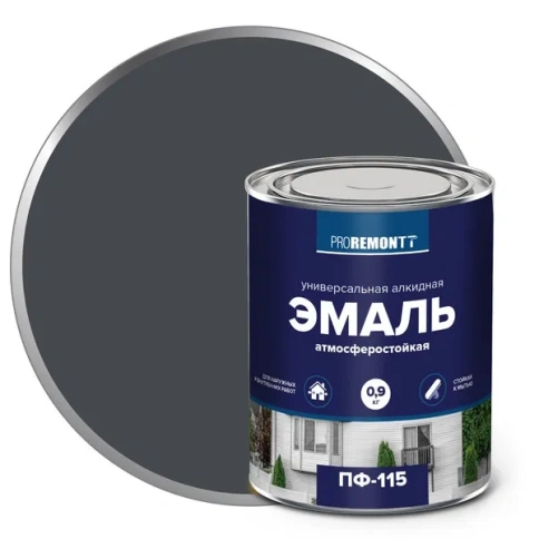 Эмаль ПФ-115 PROREMONTT Антрацит RAL7016  0,9кг фото 1