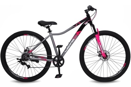 Велосипед 29" LETO ALMA, сталь, рама 17", 7-ск, серый/розовый С29006 фото 1