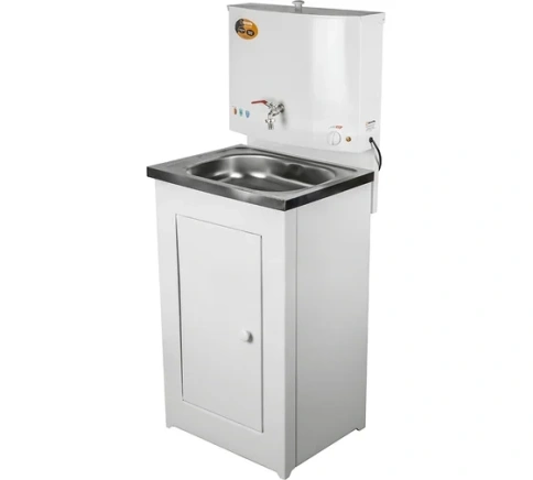 Умывальник дачный ЛЮКС, с подогревом, нержавеющая мойка, цвет белый фото 1