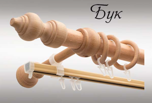 Карниз пластик + шина 2,4м бук фото 1