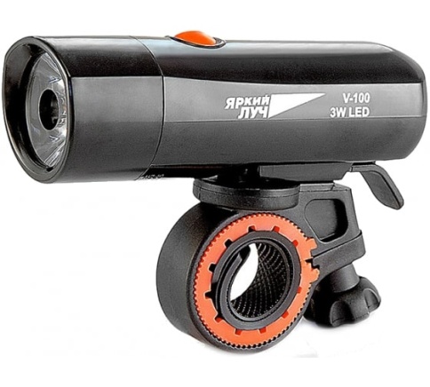 Фонарь ЯРКИЙ ЛУЧ V-100 велосипедный LED 3W,3 режима на 4хААА фото 1