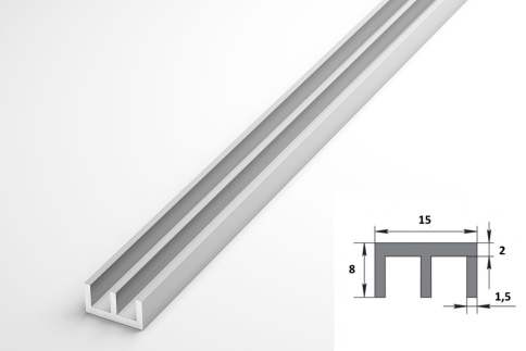 Алюм. Ш-профиль Шпр 01.2000.500  15*2*8*1,5 фото 1
