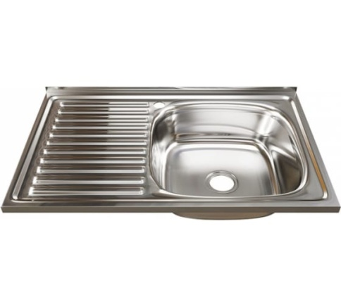 Мойка 0.6мм 50х80 правая глубина 160 мм выпуск 3 1/2 (с сифоном) фото 1