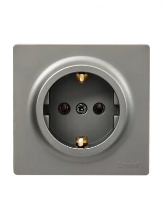 Lezard Розетка o/у 1гн. с/з платина  LETO 752-3500-122В фото 1