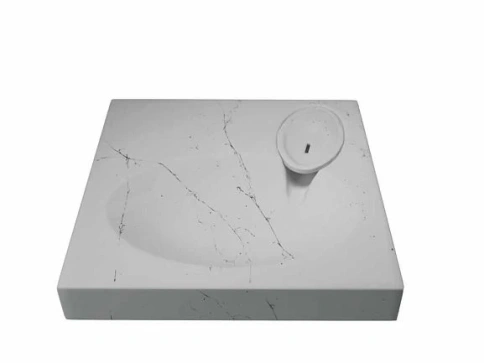 Раковина над стиральной машиной "Мэй-60" белый мрамор фото 1