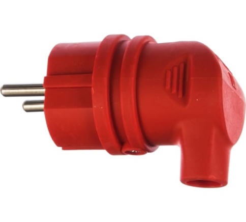 Вилка угловая каучук красный с заземл. V9-RED-IP44 16A Эра Б0044549 фото 1
