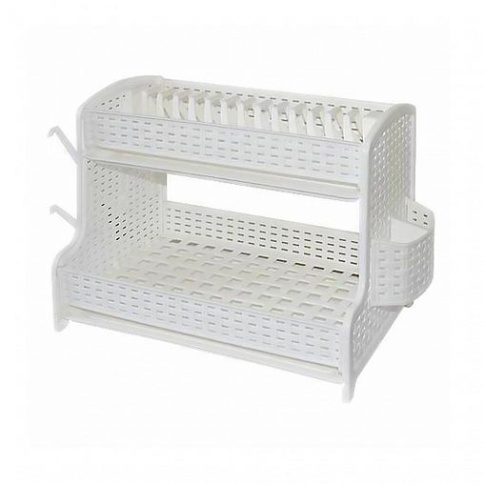 Сушилка для посуды двухярусная "ротанг" белая 52*28,5*32,5см 130265 фото 1