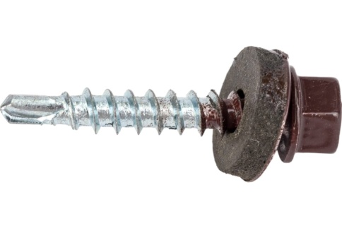 Шуруп кровельный оцинкованный 4,8х29 RAL8017 шоколадно-коричневый фото 1