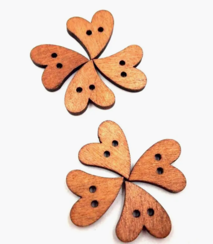 Пуговицы деревянные Сердечки, Ассортимент фото 1