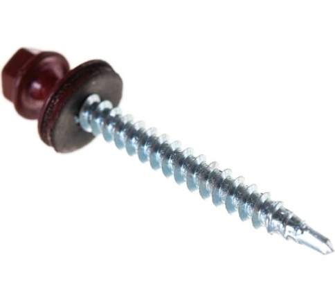 Шуруп кровельный оцинкованный 4,8х51 RAL3011 красно-коричневый фото 1