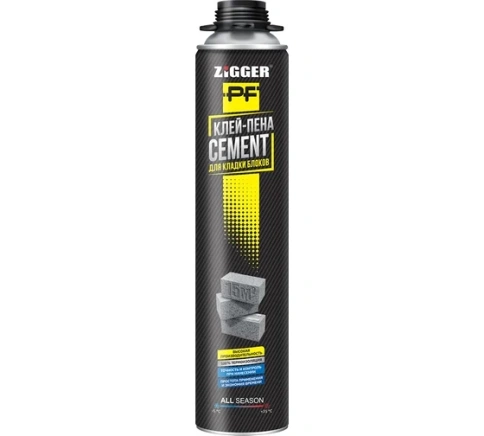 ZIGGER PF CEMENT Клей-пена профессиональная всесезонная 850мл 950гр. (12шт), 01-03-43 фото 1