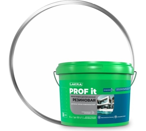 Лакра PROF IT Краска резиновая для всех типов поверхности Белый RAL 9003 6кг фото 1
