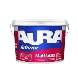 Краска моющаяся для стен и потолков "AURA MATTLATEX TR" 9л фото 1