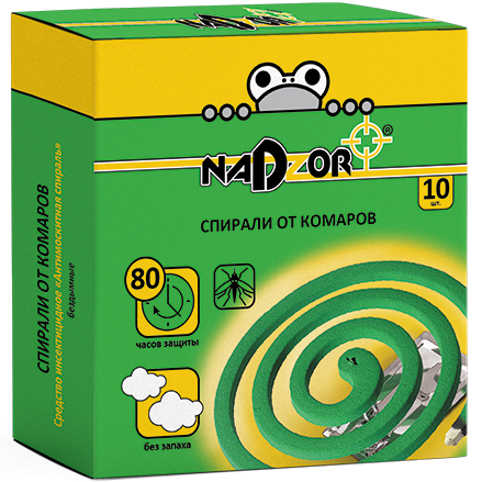 Спирали от комаров б/з Nadzor/36 (10шт) (бездымные)  фото 1