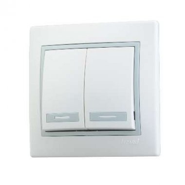 Lezard Выключатель с/у 2кл бел/сер Мира 701-0215-101 фото 1