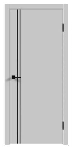 Дверь VELLDORIS GALANT M2 эмалит серый 600х2000мм ПГ/экошпон, ABS кромка черная фото 1