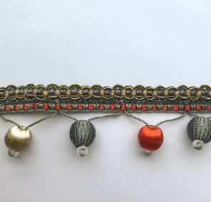 Бахрома Ajur бусины сер./оранж./беж. В4-48-04(25m) фото 1