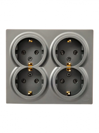 Lezard Розетка o/у 4-х мест. с/з закрытый корпус платина  LETO 752-3500-127ВDP фото 1