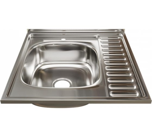 Мойка 0.6мм 60х60 левая глубина 160мм выпуск 3 1/2 (с сифоном) фото 1