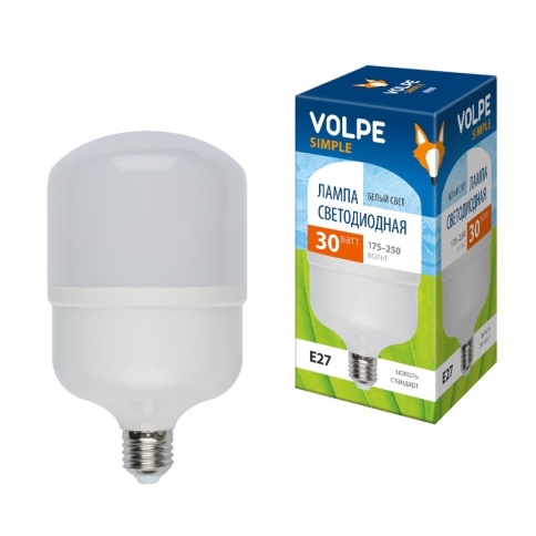 Лампа св/д Volpe высокомощная Е27 30W 6500K 6K матовая 80х146 LED-М80-30W/DW/Е27/FR/S фото 1