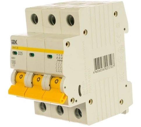 Выключатель автоматический 3-пол.  25A 4,5кА ВА47-29 х-ка С (ИЭК) фото 1