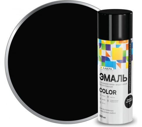 Эмаль аэрозольная Лакра Color универсальная Черный матовый 4 фото 1