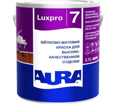 Краска в/д СБ интерьерная, моющаяся "AURA LUXPRO 7" 2.5л фото 1