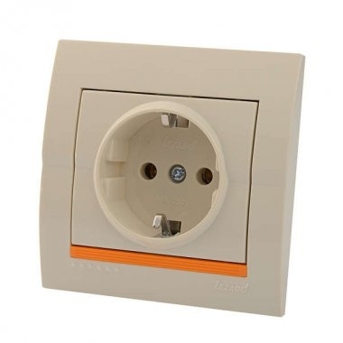 Lezard Розетка с/у 1гн. керамика с/з крем DERIY 702-0303-122 фото 1
