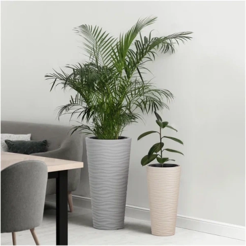 Кашпо "ОАЗИС" напольное 25л со вставкой 5л белое М8075 фото 2