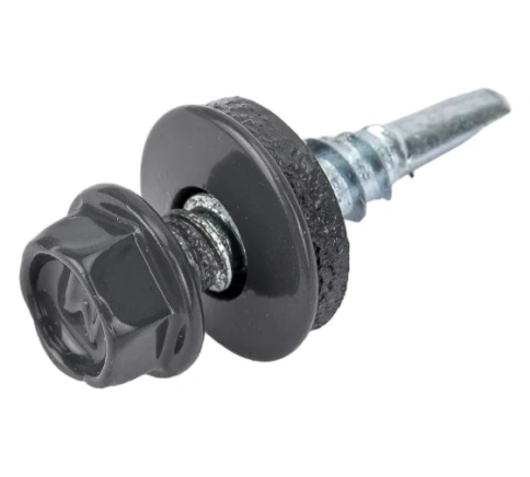 Шуруп кровельный оцинкованный 4,8х70 RAL7024 серый графит фото 1