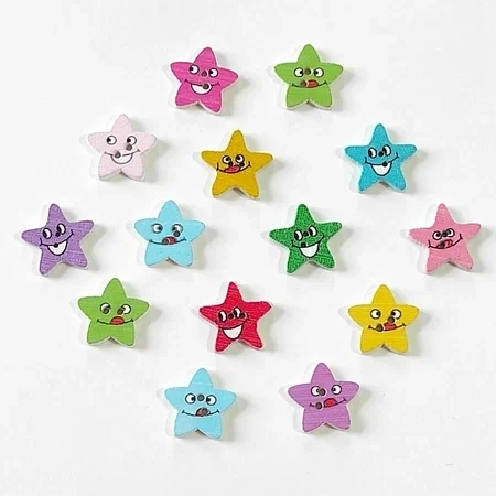 Пуговицы деревянные Звездочки 16/15мм фото 1