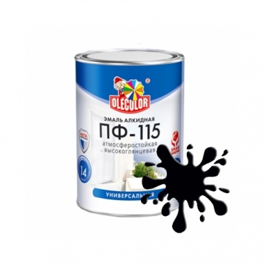 Олеколор Эмаль алкидная ПФ-115 черная 0,8кг фото 1