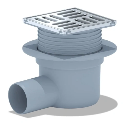 Трап гориз., выпуск 50, рег. решетка 10х10 нерж. сухой затвор (ТQ5602) фото 1