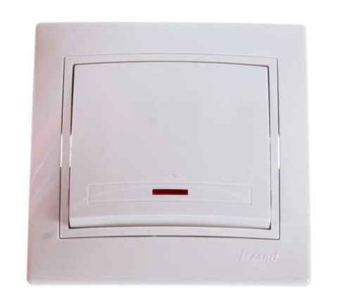 (!) Lezard Выключатель с/у 1кл с подсветкой белый  Мира 701-0202-111 фото 1